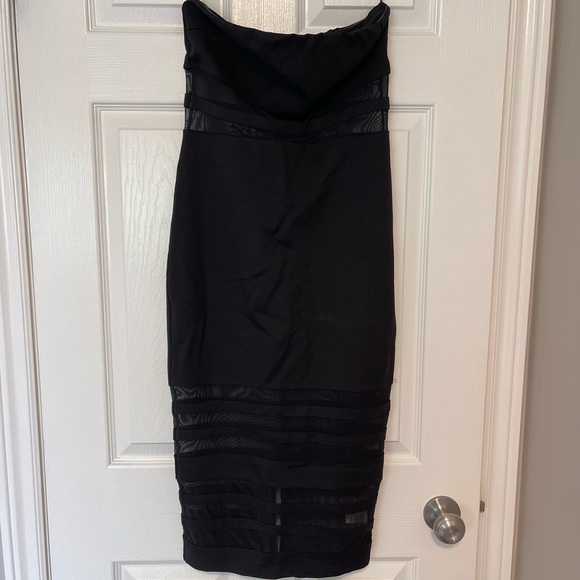 NWT Fitted Black Strapless midi dress size L - Picture 6 of 6